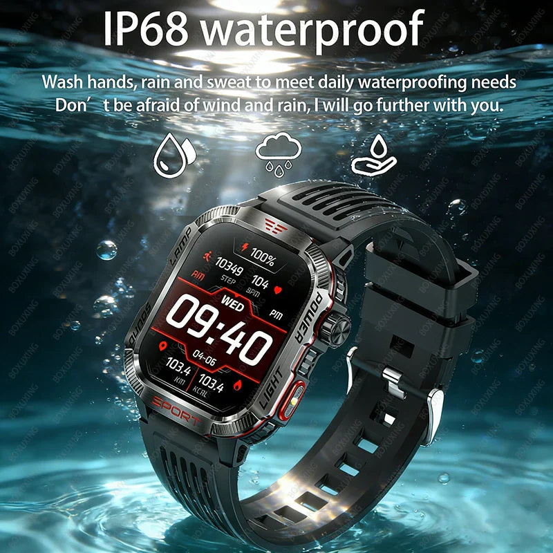 New Military GPS Smart Watch Men Flashlight Compass Waterproof 600mAh Battery Outdoor Sport Tracker Bluetooth Call Smartwatch