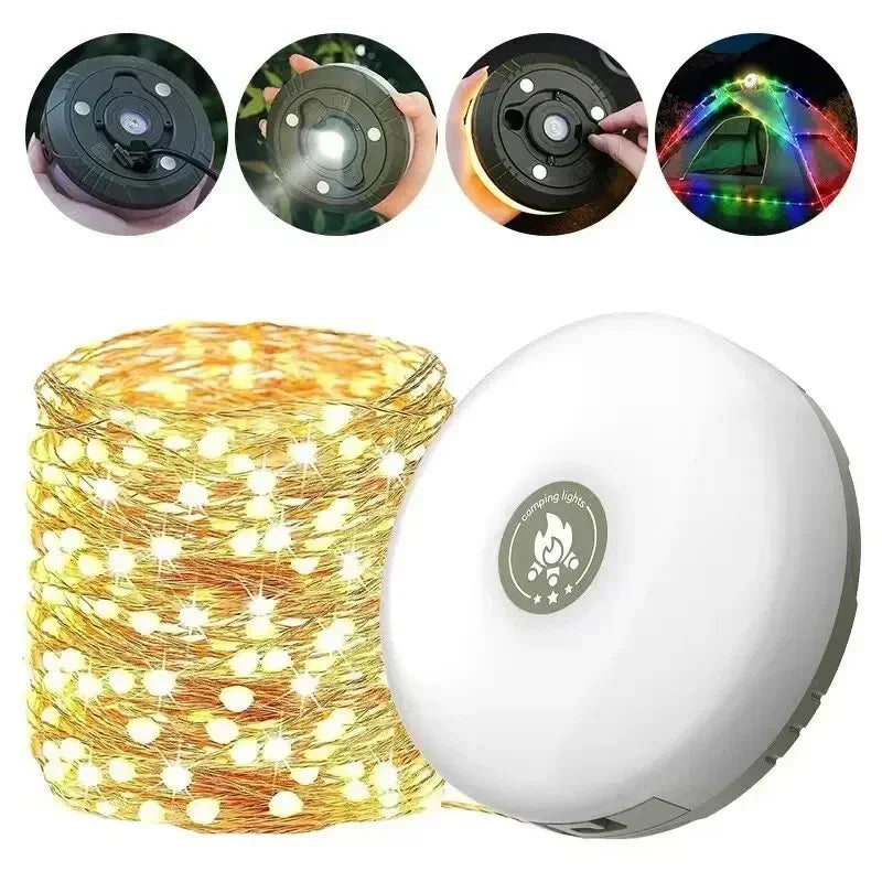 Camping Lamp LED Strip Atmosphere 10M Length 2 Color Emergency Recyclable Light Belt Outdoor Garden Decoration Lamp Tent Room
