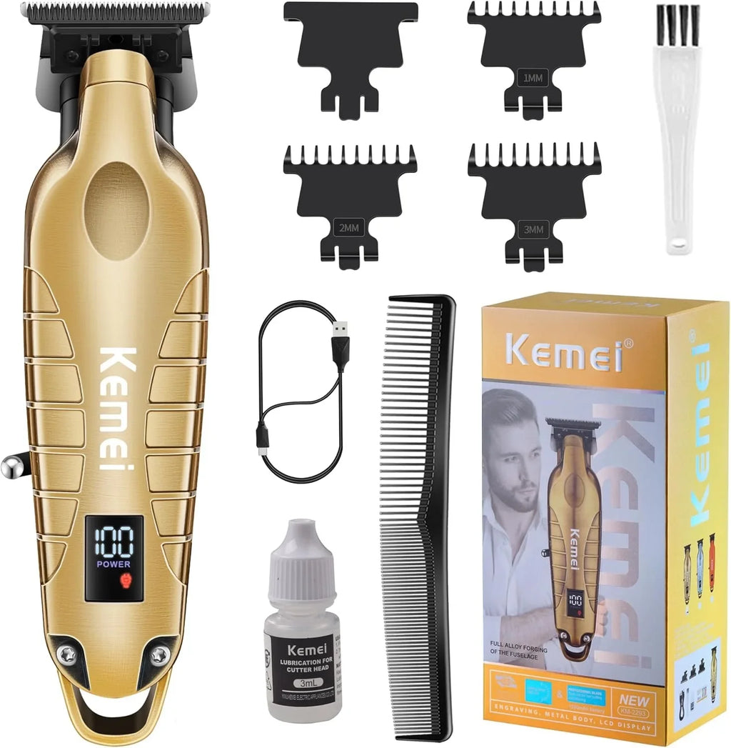 Kemei 2293 Men Zero Gapped Cordless Hair Clipper Professional Hair Beard Trimmer Barber Rechargeable Finish Hair Cutting Machine