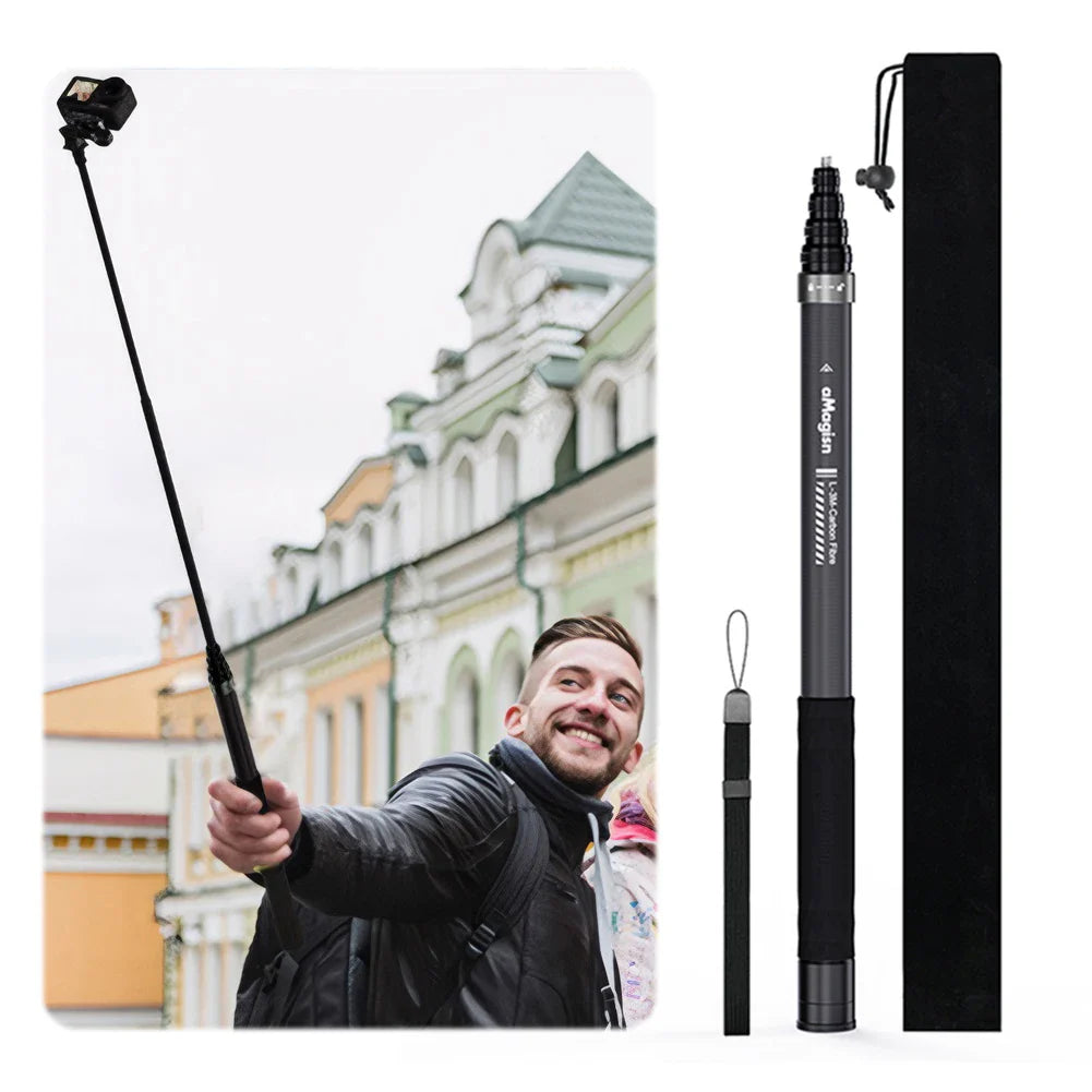 3M Invisible Selfie Stick for Insta360 X5/X4/Ace Pro 2 Adjustable Extension Pole Carbon Fiber Extended Monopod Camera Accessorie
