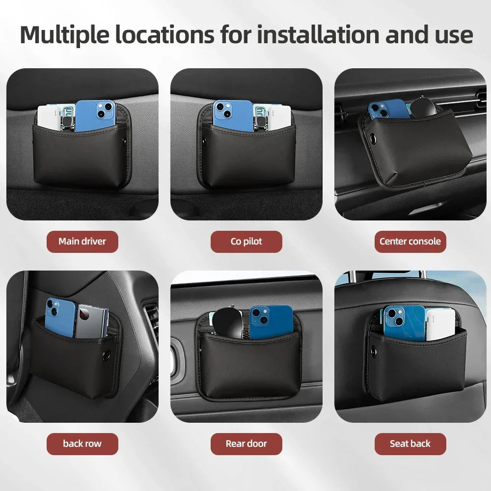 Universal Car Organizer Pocket Bag For Car Storage Box Collecting Bag Cards Phone Key Paste Box Self Adhesive Car Storage Pocket