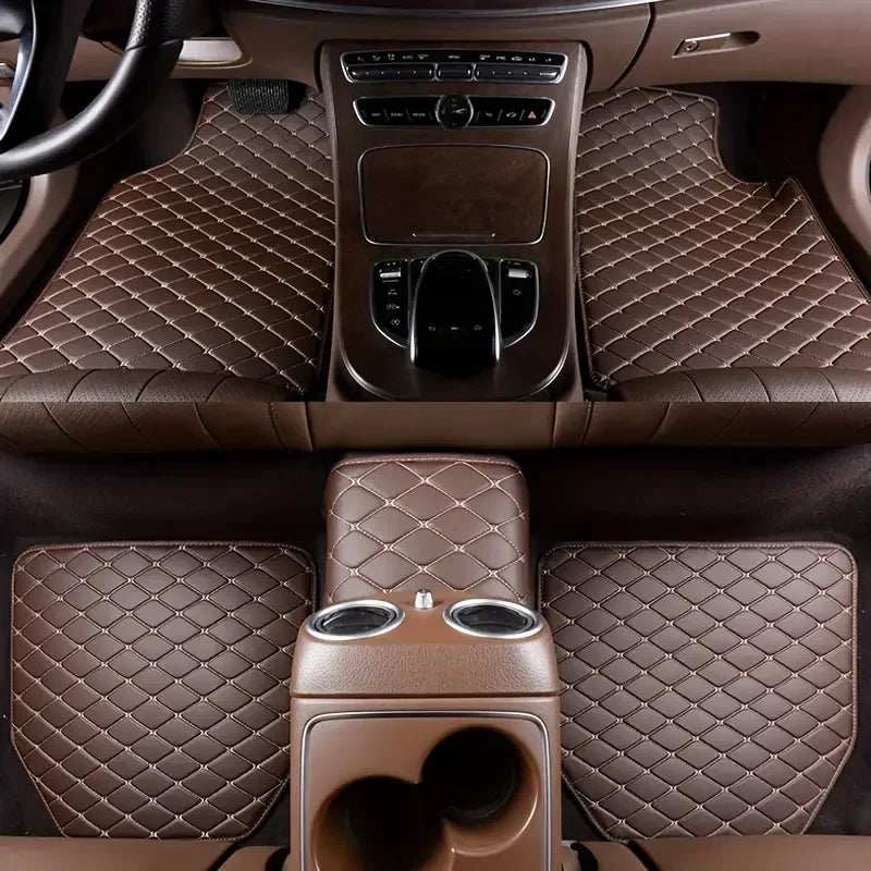 5Pcs Car Floor Mats PU Leather Waterproof Auto Foot Pad Protector pads Fashion Car Carpet Cushion For All Seasons
