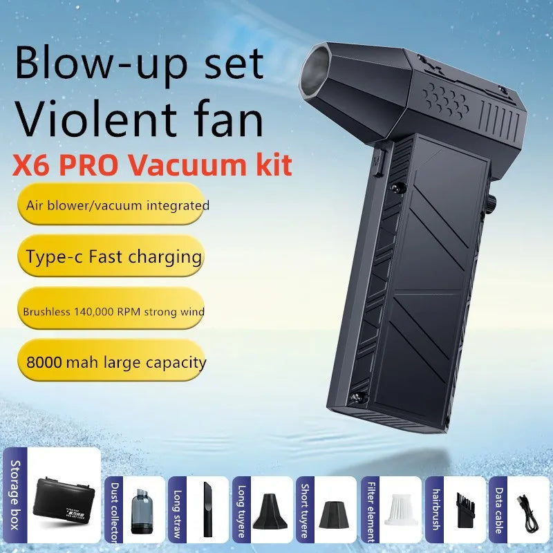 200000RPM Strong Air Blower X6/X6Pro Turbo Fan Blower Brushless Turbo Jet Fan Wireless Car Vacunm Cleaning Dust Leaves Blowing