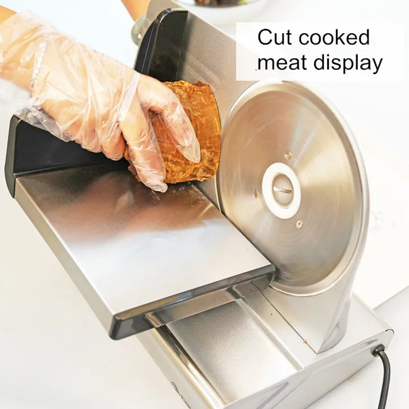 220V Electric Meat Slicer, Commercial Mutton Beef Lamb Cutter, Automatic Vegetable & Bread Slicing Machine, Stainless Steel Food