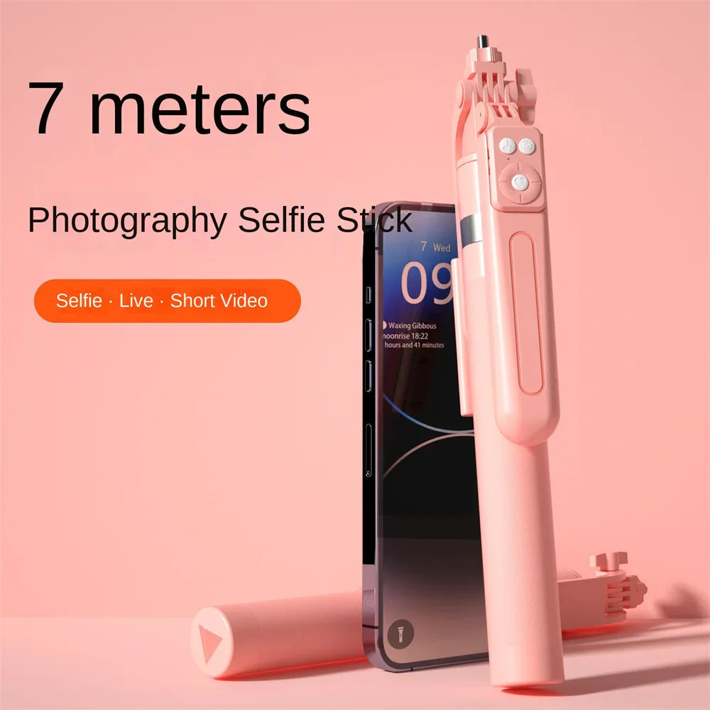Roreta 360° rotation 1.7M Selfie Stick Wireless Stand with Light Bluetooth Remote Extendable Tripod for iPhone Live Streaming