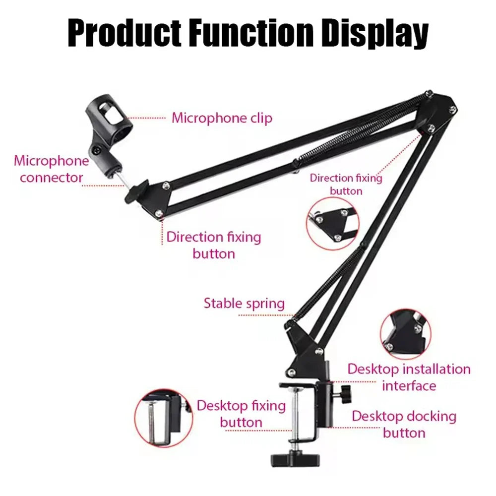 BSLIUFANG Professional Flexible Scissor Arm Microphone Stand – Adjustable Desktop Boom Holder for Podcast/Streaming/Youtube