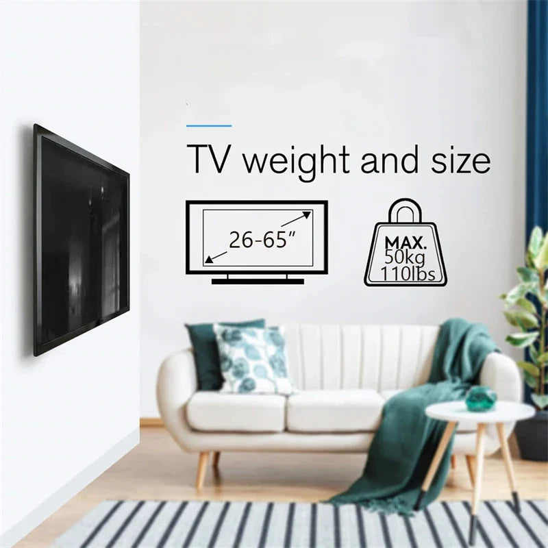Universal TV Wall Mount Bracket for Most 26-65 Inch LED Plasma TV Mount up to VESA 400x400mm and 110 LBS Loading Capacity