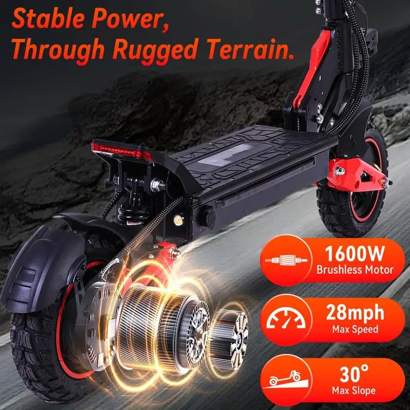 1600W Motor Adult J15 Electric Scooter Top Speed 32MPH, 48V18AH, 11-inch Off-Road Tires Sport Folding eScooter With Seat