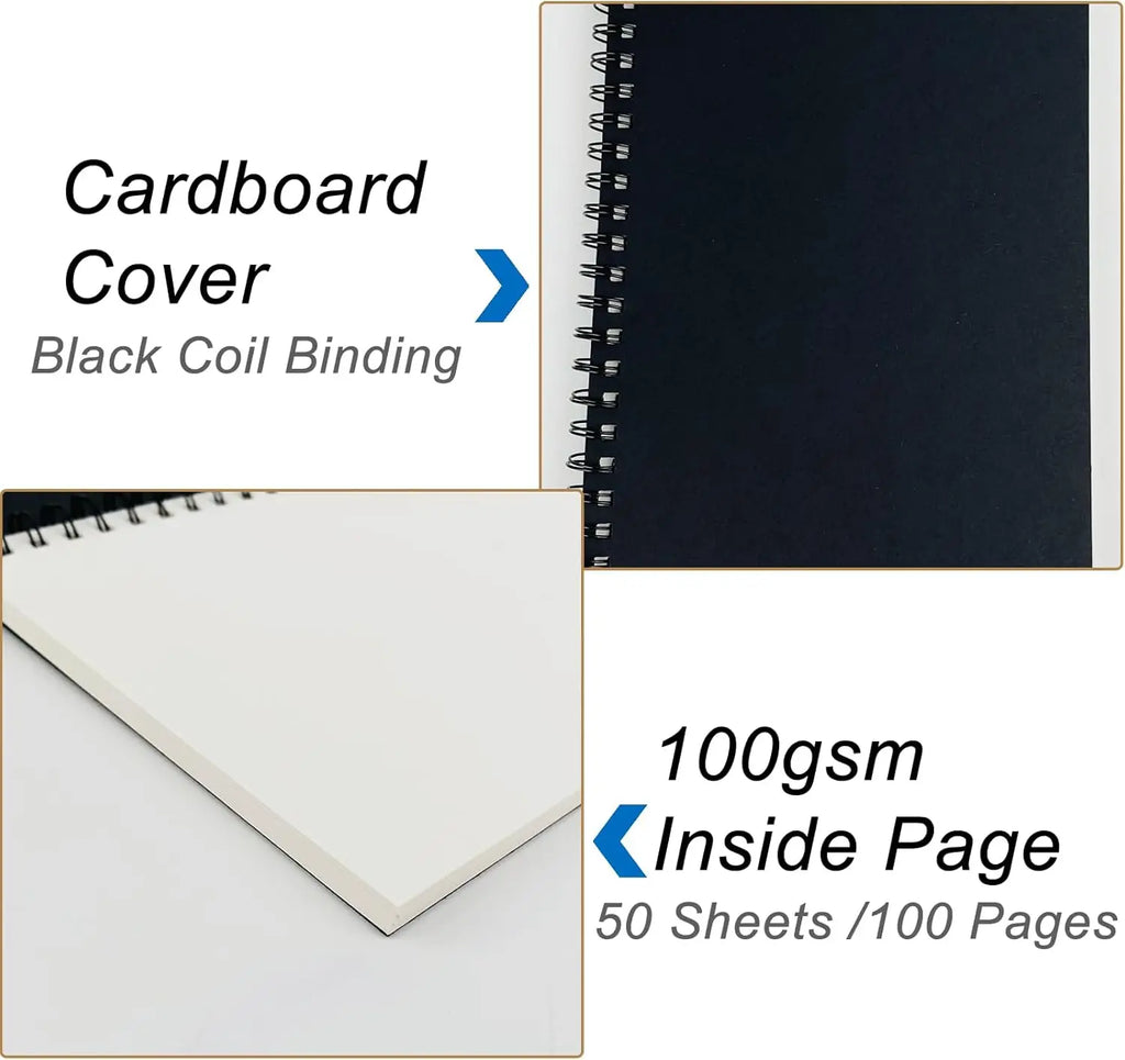 3-Pack Soft Cover Blank Spiral Notebook, 100 Pages, 7.5x5.1 Inch, Thick Paper for Sketching and Notes