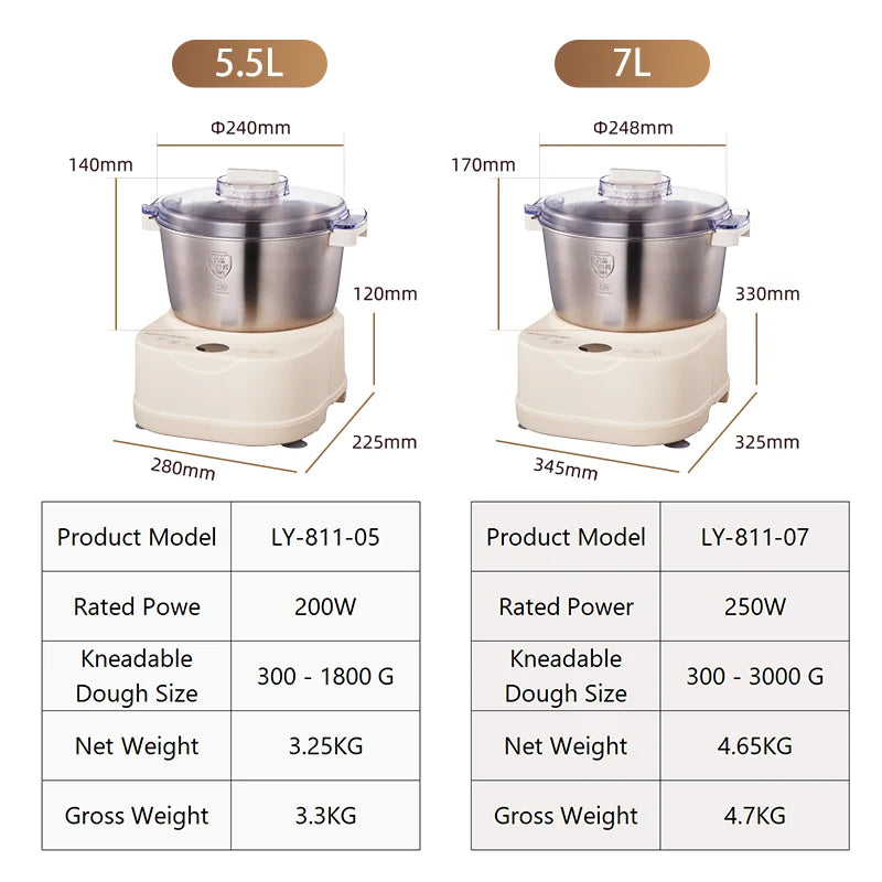 SUNATUR Dough Kneading Machine Household Stand Mixer with Chinese & Western Modes Timed Fermentation  Cream Whipping