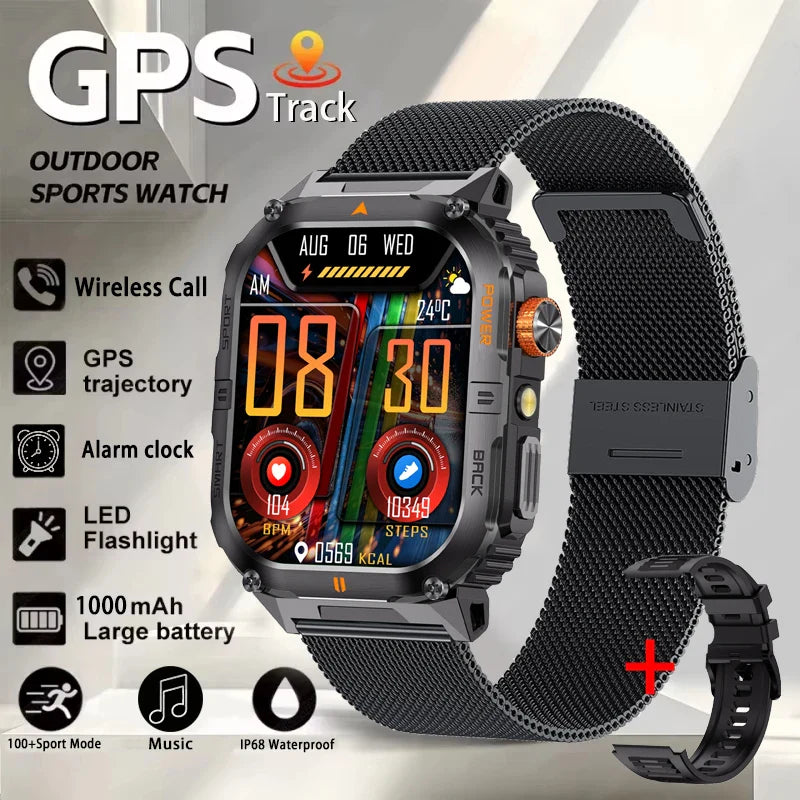 2026 New Smart Watch 2.00inch HD Display Bluetooth Call LED Flashlight Multiple Sports Modes Pedometer Men's Sports Smartwatch