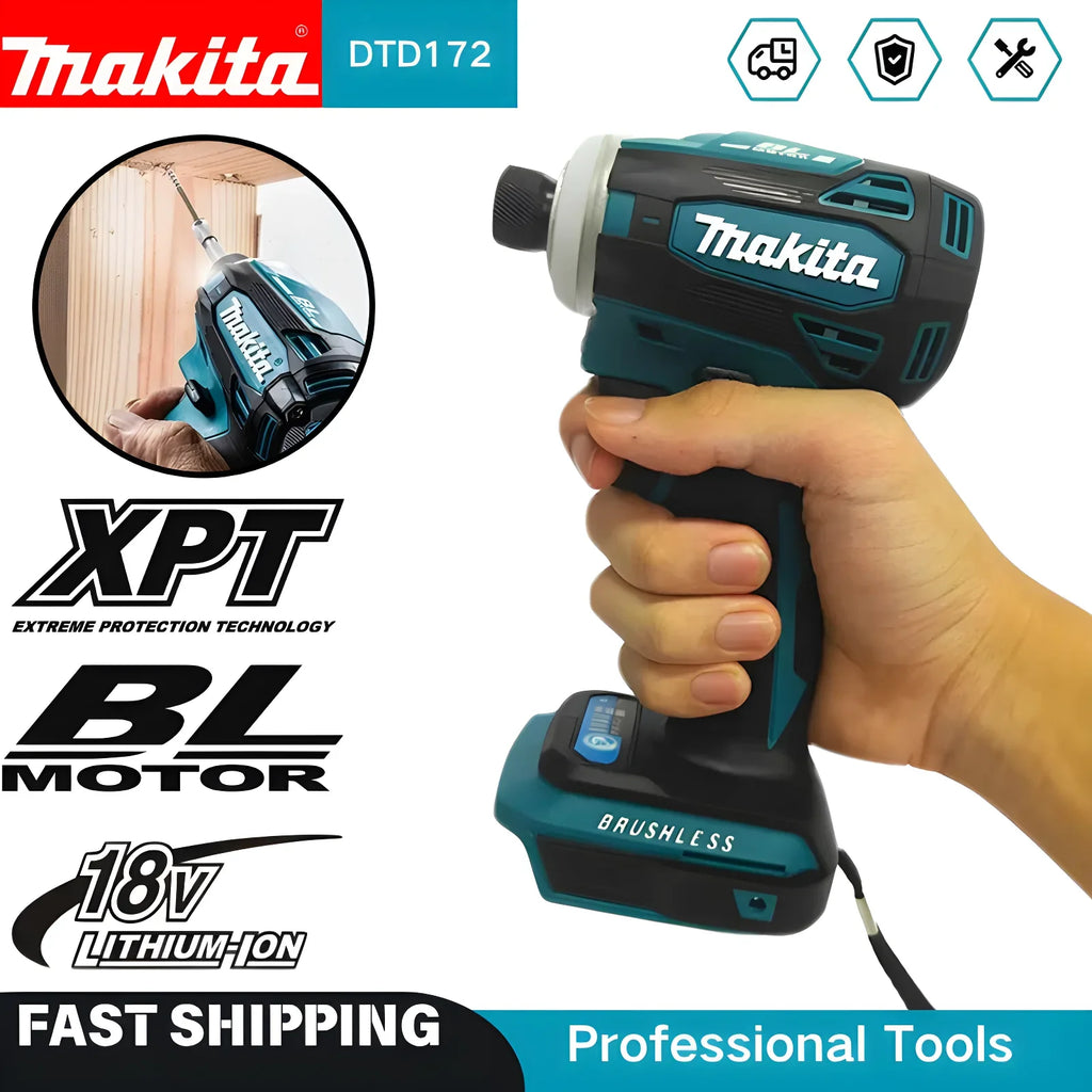 2025 Makita DTD172 Cordless Impact Driver 18V LXT BL Brushless Motor 180 N·M Power Tools Electric Drill for Wood Bolt T-Mode