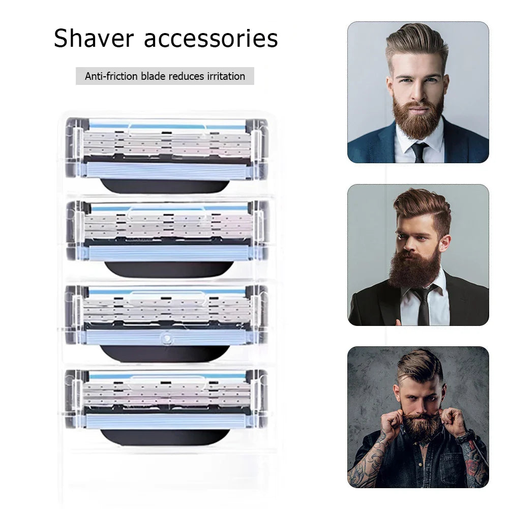 48PCS Stainless Steel Blade Sharp 3 Layer Safety Razor for Gillette Mach 3 Manual Razor Blades Replacement Refills Blades
