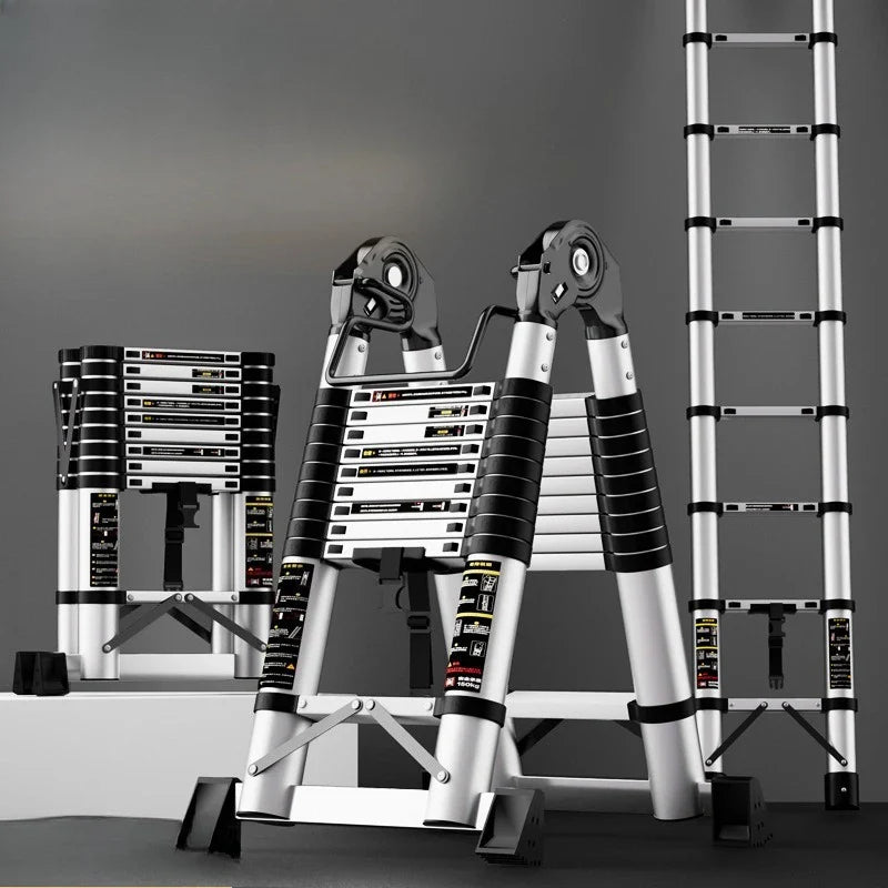 Aluminum Telescopic Folding 3 Step Ladder Step Stool Home Kitchen Garden Portable Lightweight Safety Lock Multipurpose Household
