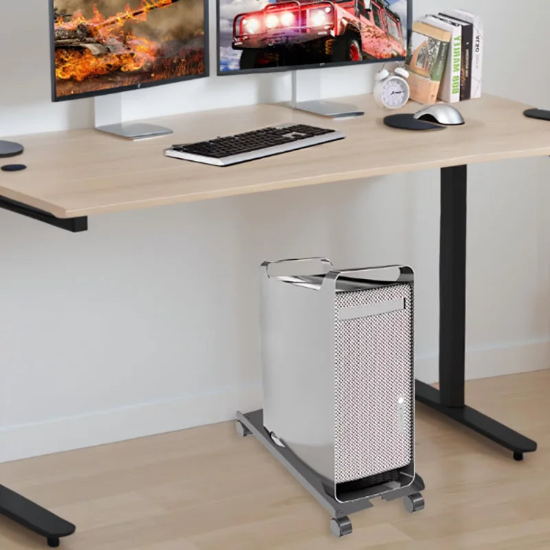 Mobile CPU Stand, Steel PC Tower Stand CPU Holder with Rolling Caster Wheels, Computer Tower Stand Fits Most PC for Home Office