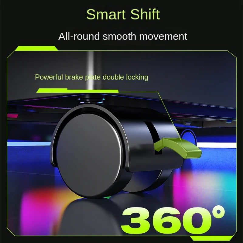 Mobile PC Tower Stand Adjustable Computer CPU Holder Telescopic Desktop Stand CPU Cart with RGB Cooling Fan Heat Dissipation