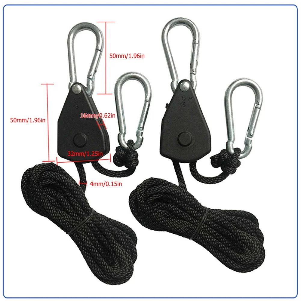 1/2/4/6/8/10/12/14/16pcs Hanger Pulley Ratchets Kayak Rope 1.6M Rope Pulley Ratchet Locking Hanger Sky Curtain Tent for Camping