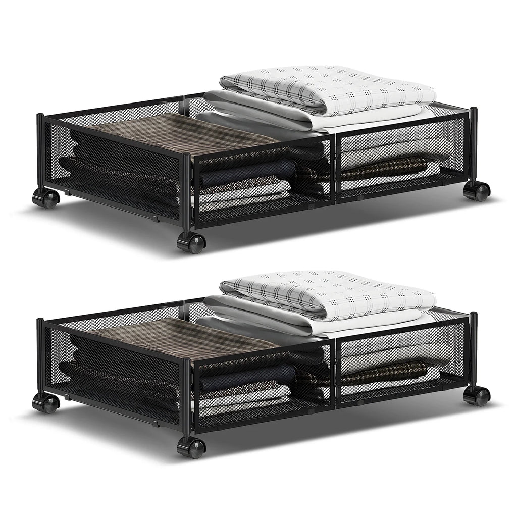 Foldable Under Bed Storage Container with Wheels Multifunctional Home Dorm Toys Clothes Books Shoes Storage Bins Visible