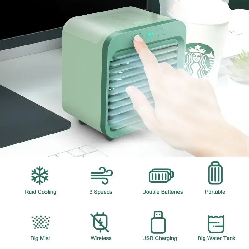 Portable Air Conditioner Fan USB Desktop Fan Rechargeable Mini Air Humidifier Cooler Table Cooling Mist Fan for Office Home