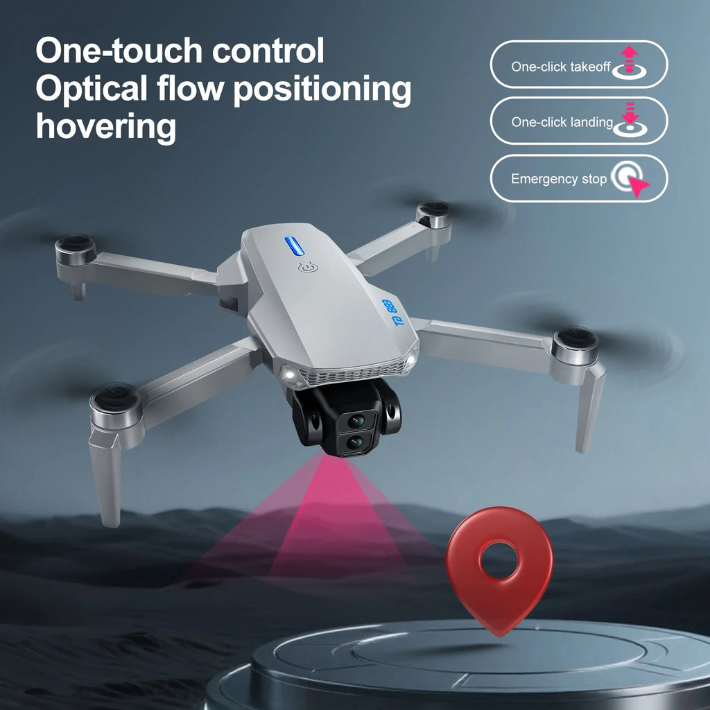 2026 New E88 Big screen Foldable Drones GPS 8K HD Dual Camera Brushless Motor Obstacle Avoidance RC Quadcopter children's Toys