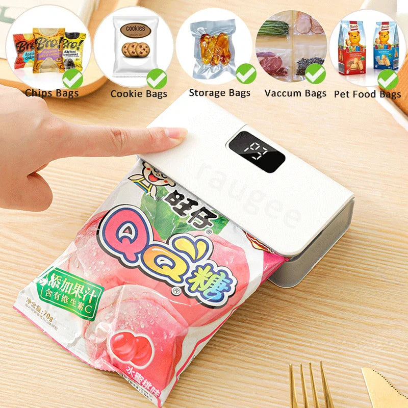 Heat Sealer Portable Rechargable Heat Bag Sealing Machine for Food Storage Plastic Bag Sealer Food Packaging Bag Heat Sealer
