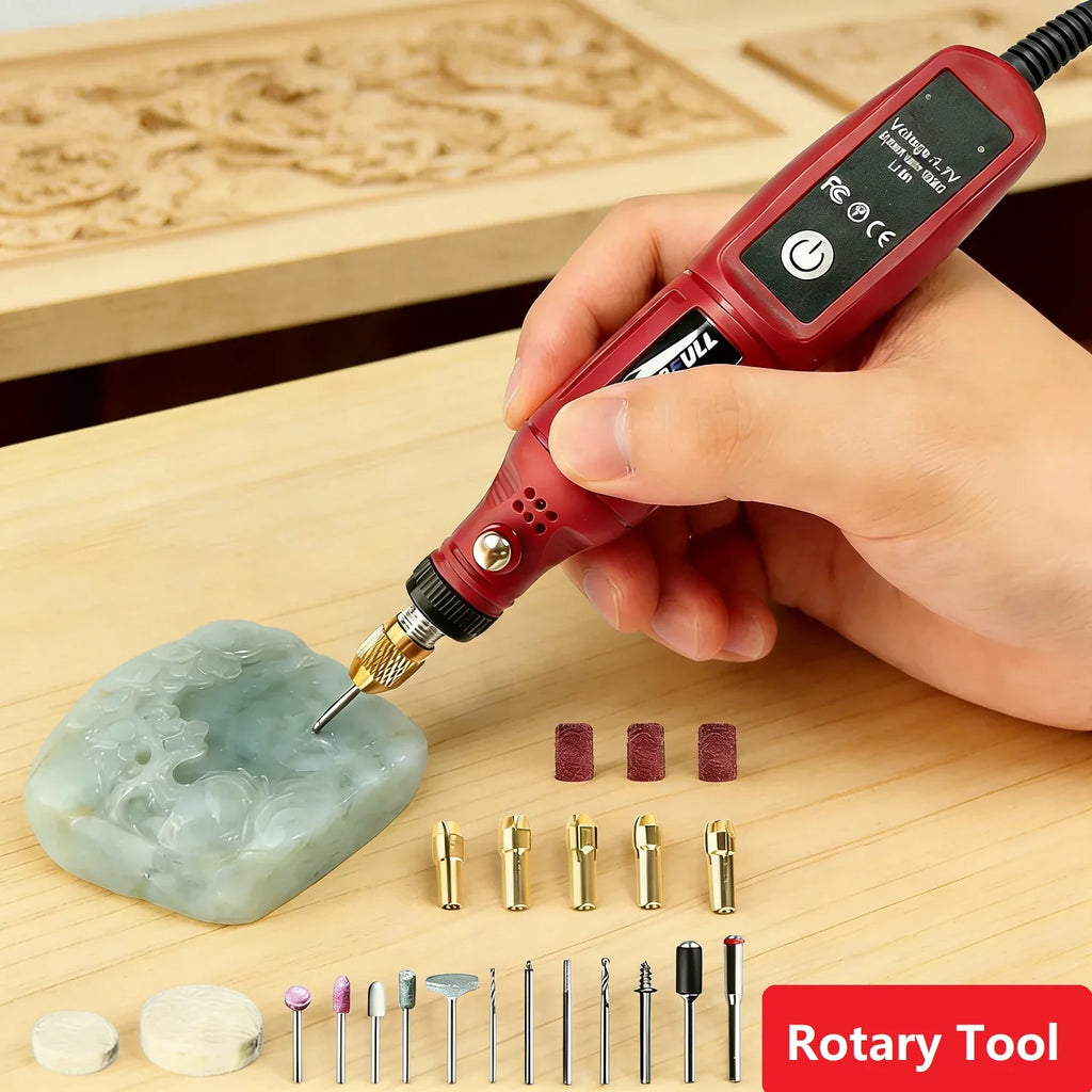 Cordless Mini Rotary Tool Kit 3.7V Rechargeable Electric Grinder Polisher Nail Polisher for DIY Engraving, Sanding & Cutting