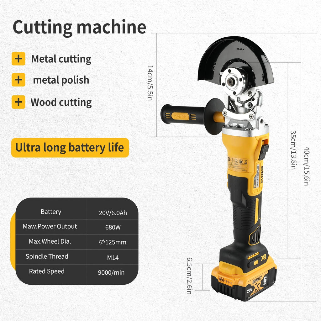 DEWALT DCG405FN/NT 18V 125MM Brushless Flat Head Angle Grinder 9000RPM E-Clutch Industrial Cutting Polishing Bare Tool