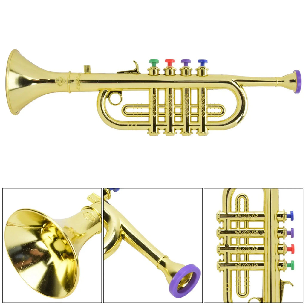 Kid Trumpet Golden Coated Plastic Children Preschool Music  Gift Wind Instrument Preschool Music