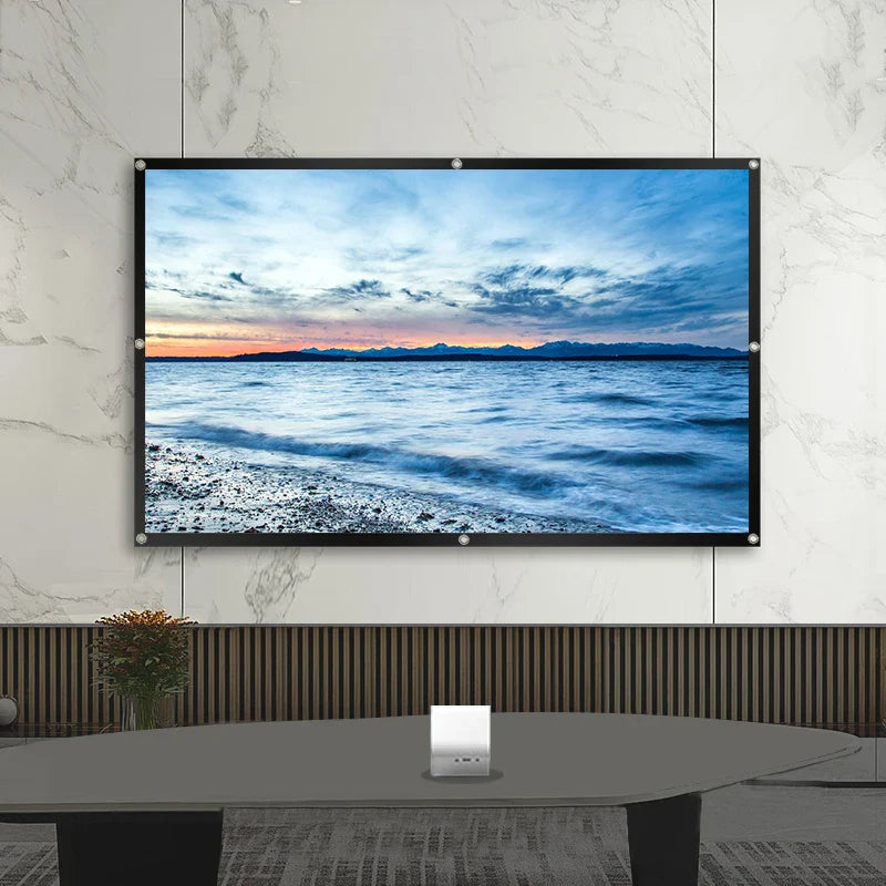 Supports double-sided projection, office gatherings, no punching installation, projection screen, 60-150 inch foldable screen