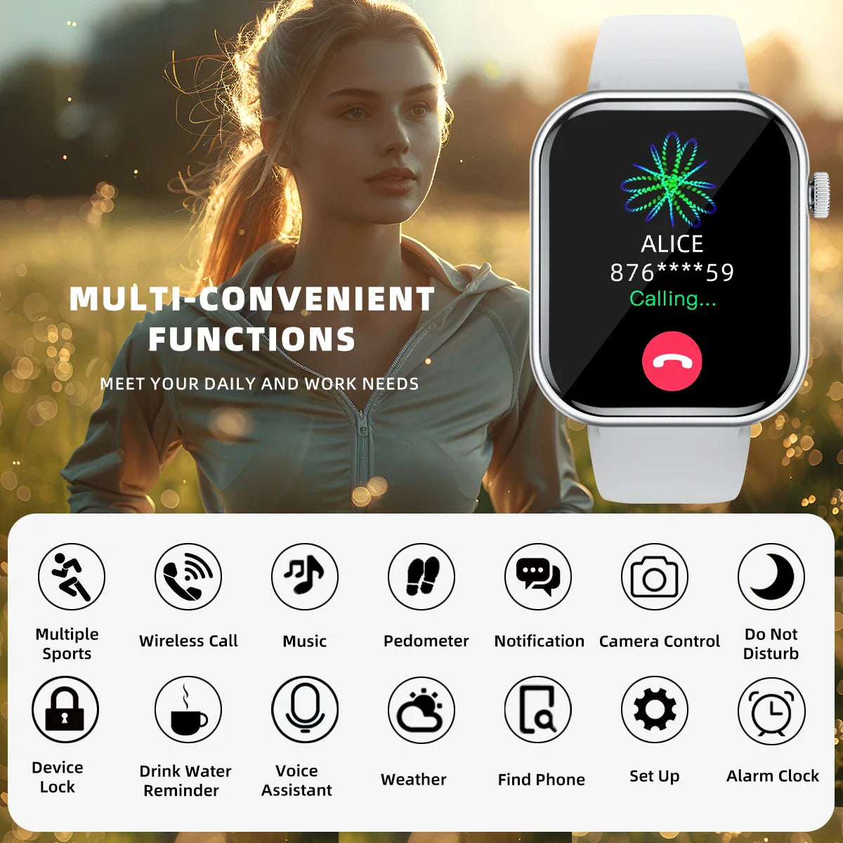 1.83“ Sports Smart Watch Men Women Call Answer Information Heart rate Blood oxygen Step for iphone Android Fitness Tracker Watch