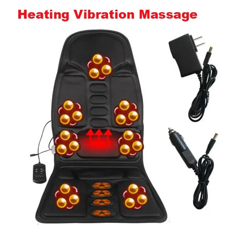 Car Electric Massage Chair Pad Heating Vibrating Back Massager Chair Cushion With Remote Controls Home Office Lumbar Pain Relief
