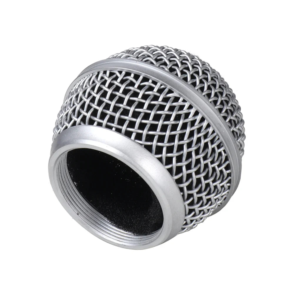 Replacement Microphone Grille (ball) With Built-in Foam Windscreen Mic Head Accessory Metal Mesh Cover For SM58