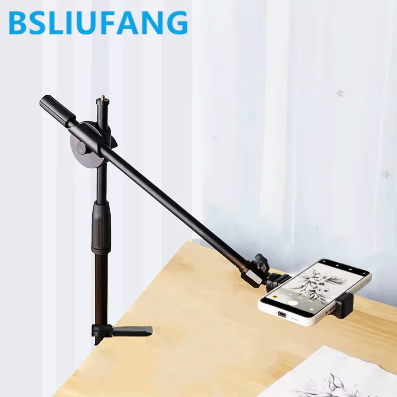 Tabletop Overhead Tripod Stand with Ring Light Mobile Phone Holder And Boom Arm for Nail Art Photography Table Shooting Tripods