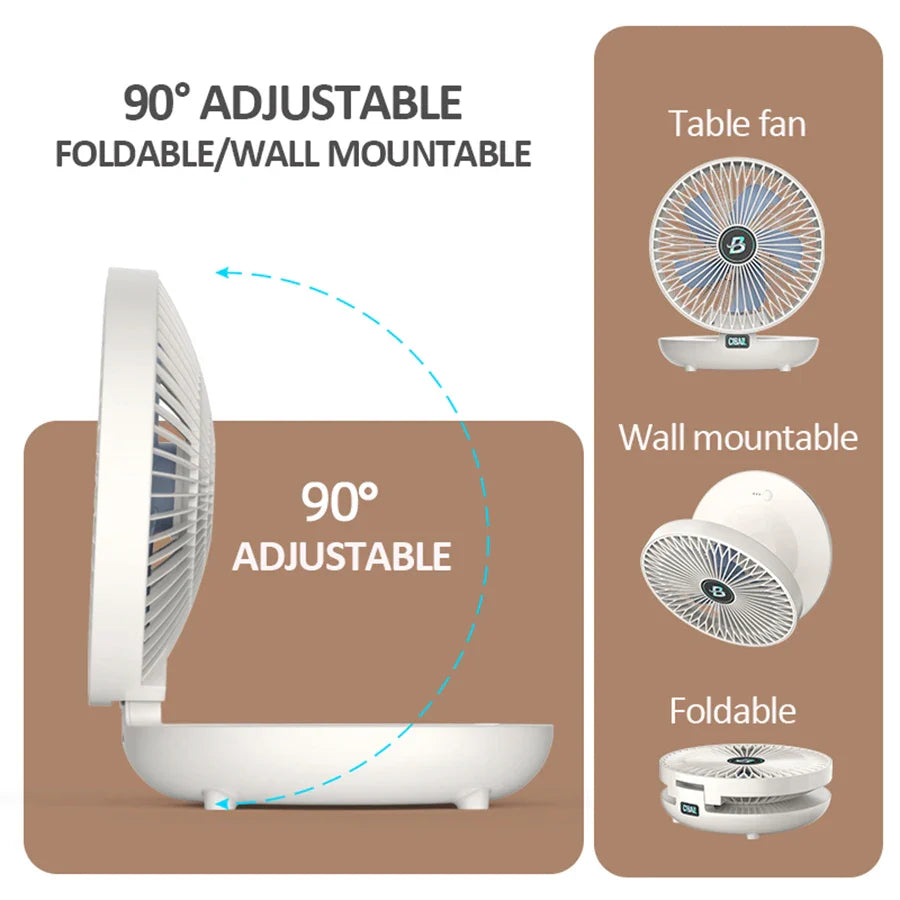 2024 Best Sellers 2IN1 Folding Desktop Fan Portable Air Conditioner Wall Mounted Fan Rechargeable With 3 Gears for Home Office