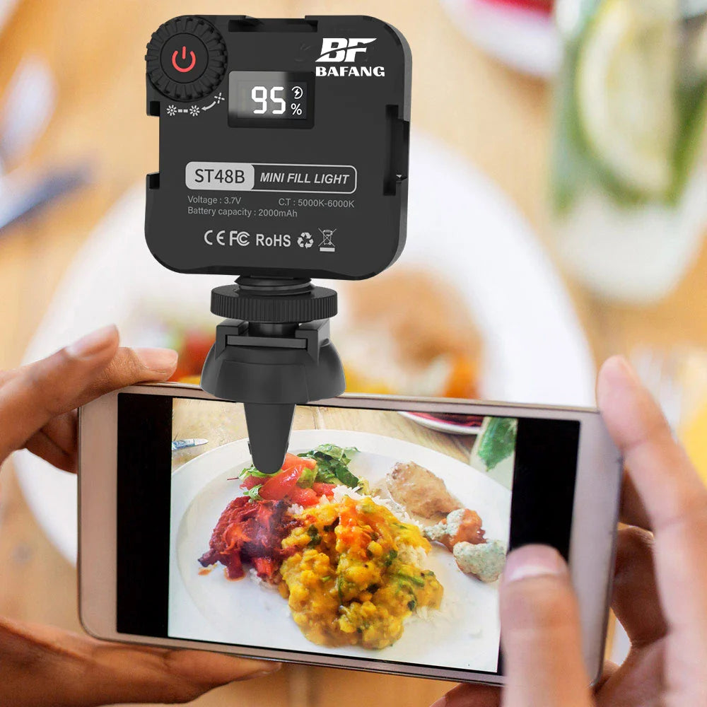 Mini Portable LED Video Light Photography Lighting 5W 6500K Cell Phone Selfie Livestreaming Fill Lamp with 3 Cold Shoe Vlog Lamp