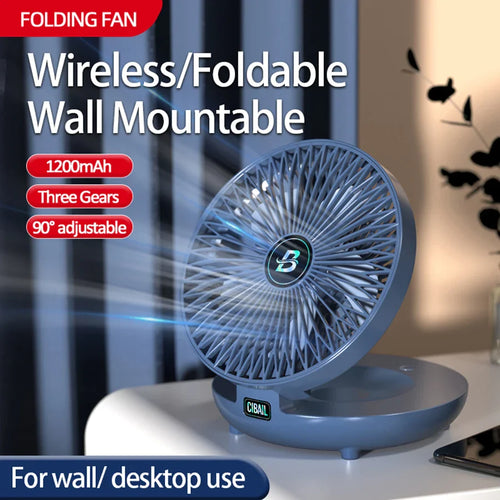 2024 the Most Popular 2IN1 Portable Fan Air Conditioner Wall Mounted Fan Rechargeable Folding Fan With 3 Gears for Home Office
