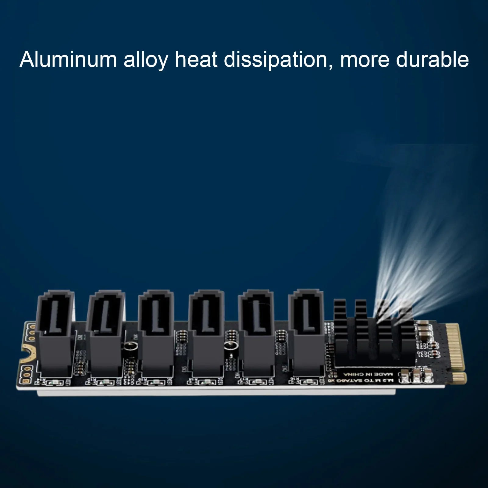 M.2 to SATA3.0 Adapter Card 6Gbps High Speed ASM1166 M.2 PCIE to SATA Expansion Card with Smart Indicator