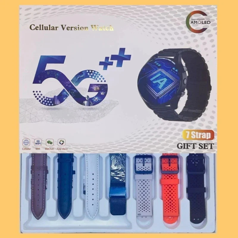 5G Smartwatch A7 Amoled SIM card Dual camera GPS WIFI Connect AI voice assistant Google Play Store Smart watch men and women
