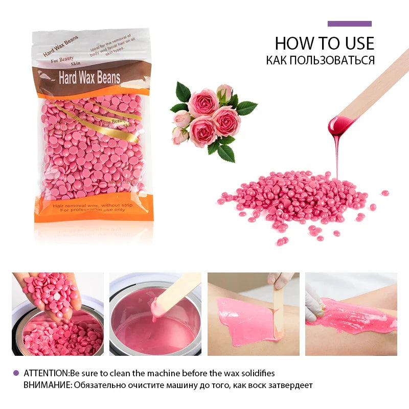 500g Wax Beans For Wax Heater Whole Body Hot Film Depilatory Wax For Wax Heater Kit Waxing Wax Beans For Hair Removal Wax Pot