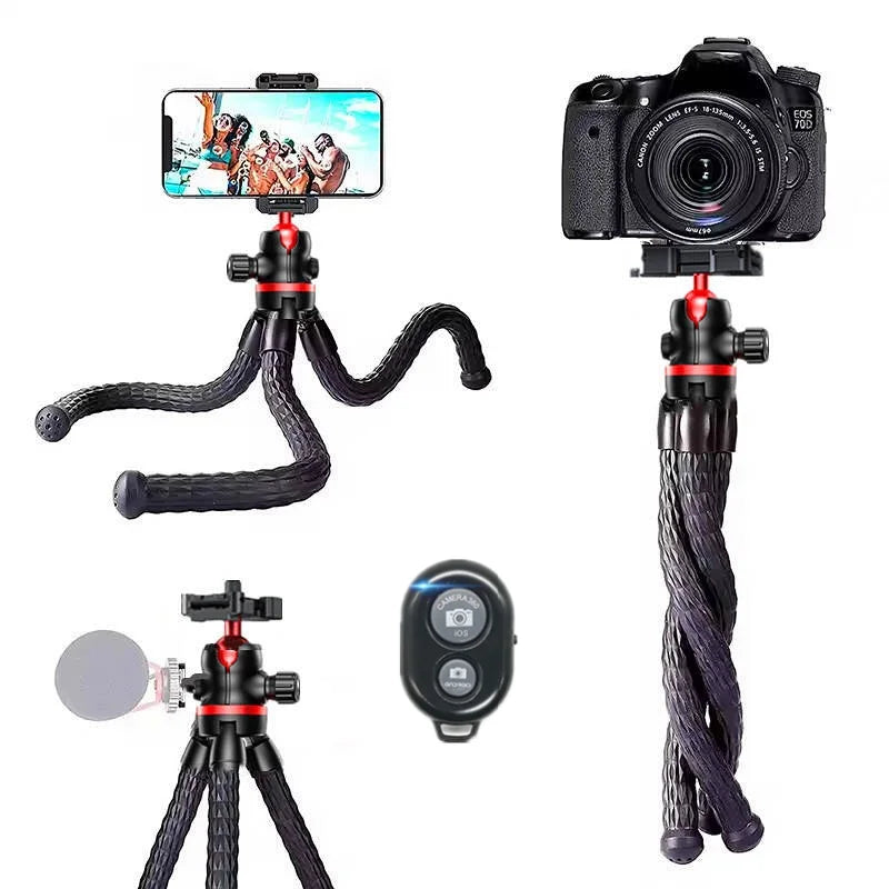 Roreta 2025 new Flexible Octopus Tripod for Phone Camera DSLR 2in1 Design Tripod With Phone Holder Side Cold Shoe 1/4'' Screw