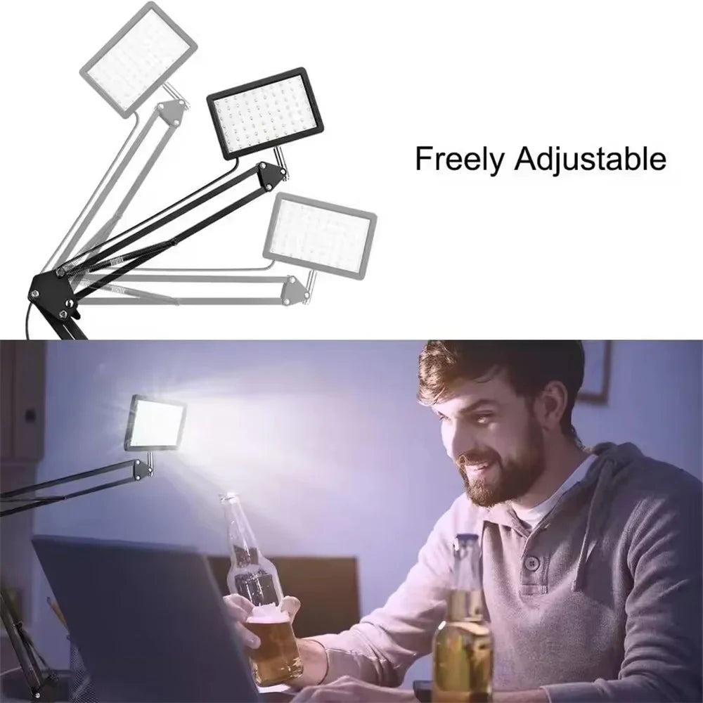 BSLIUFANG LED Photography Selfie Lights Conference Lighting Photo Studio Lamp With Scissor Arm Stand For YouTube Live Streaming