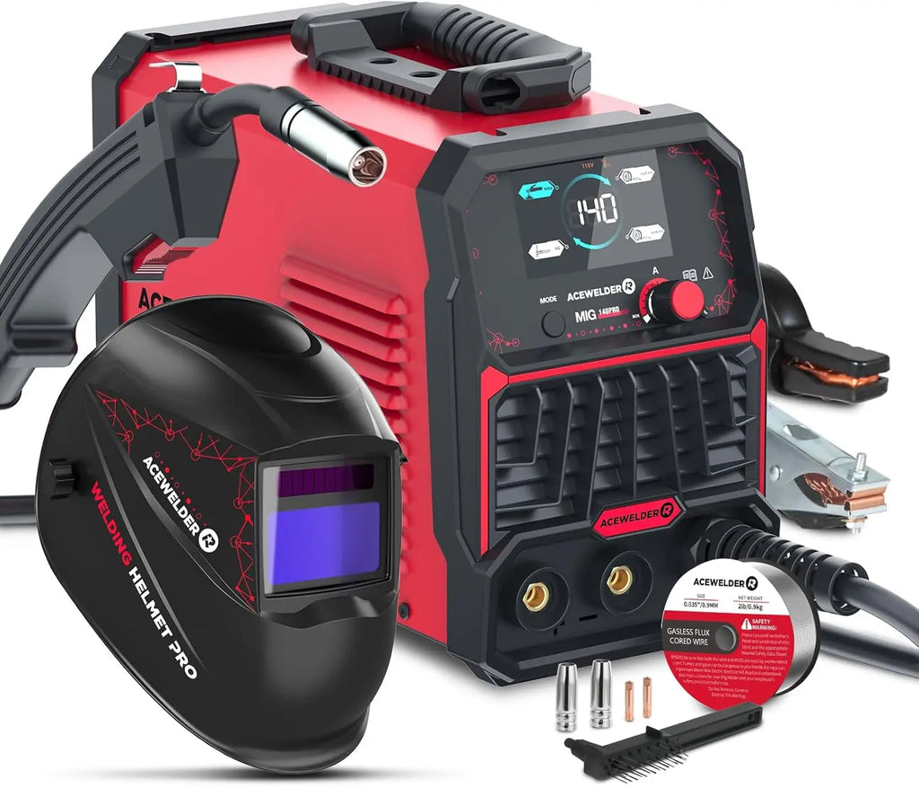 140A Portable Welder, 3-in-1 MIG/LIFT TIG/Stick Machine with Synergic Control and LED Display