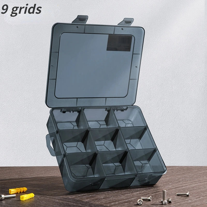 DELI 1 PCS Plastic Storage Boxes Slots Adjustable Packaging Transparent Tool Case Screw Craft Jewelry Accessories Organizer Box