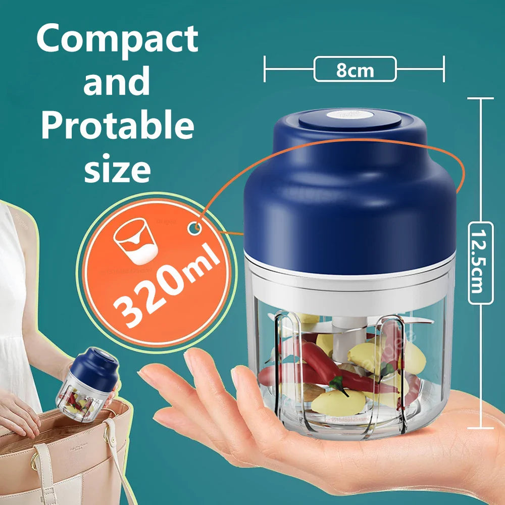 Electric Food Chopper Mini Garlic Masher Crusher for Kitchen Meat Grinder Vegetable Chopper USB Rechargeable Portable Chopper