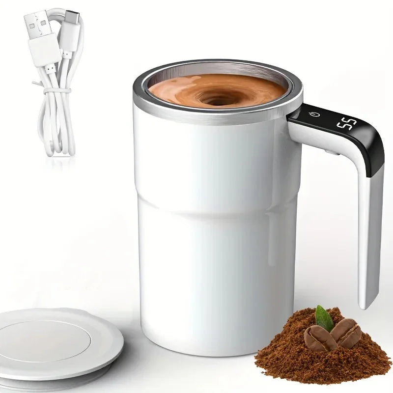 380ML Electric Coffee Self Mixing Mug IP67 Waterproof Coffee Stirring Mug USB Charging Digital Display Automatic Magnetic Cup