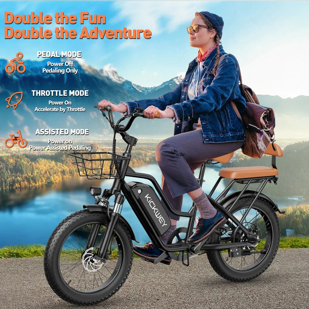 Electric Bike for Adults 20'' 1500W Peak Ebike Up to 50 Miles 32MPH Electric Mountain Bike 48V 20AH Removable Battery UL2849