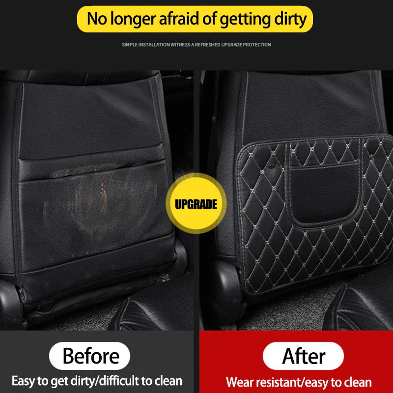 Car Anti-Child-Kick Pad PU Leather Auto Seat Back Protector Cover Back Seat Organizer with Storage Pockets Interior Accessories