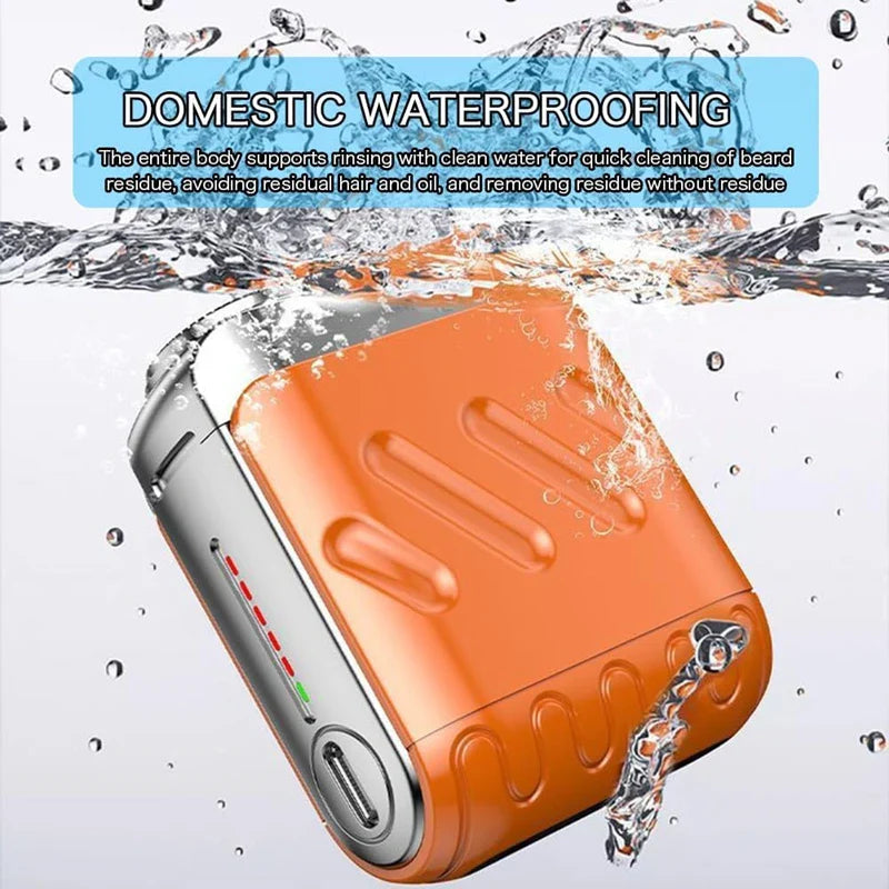 Portable Rotary Dual Ring Electric Shaver Men Travel Mini Shaver Double Floating Magnetic Blade Head Rechargeable Pocket Razors