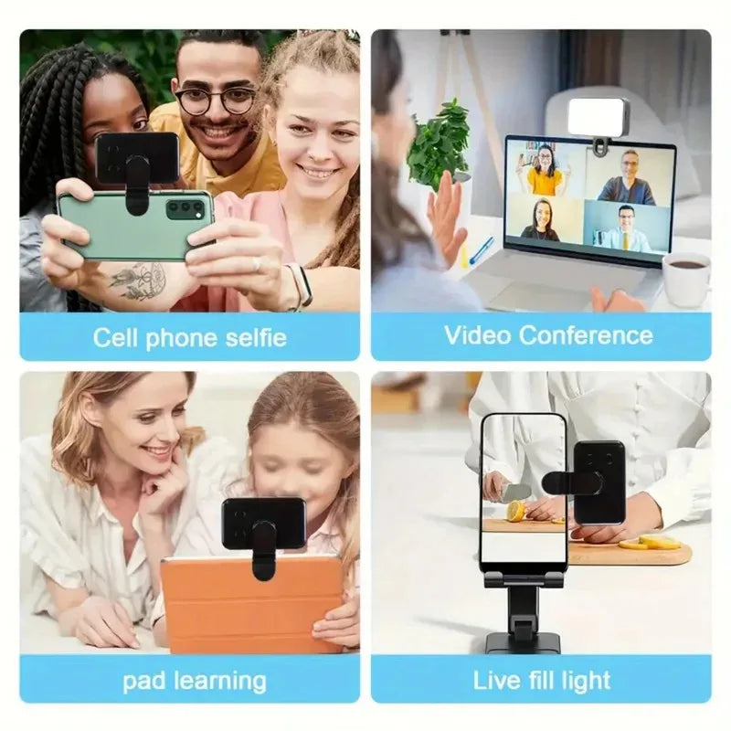 Rechargeable Clip On Selfie Ring Light with 3 Color Modes Adjustable Brightness for Phone Computer Video Calls Photography