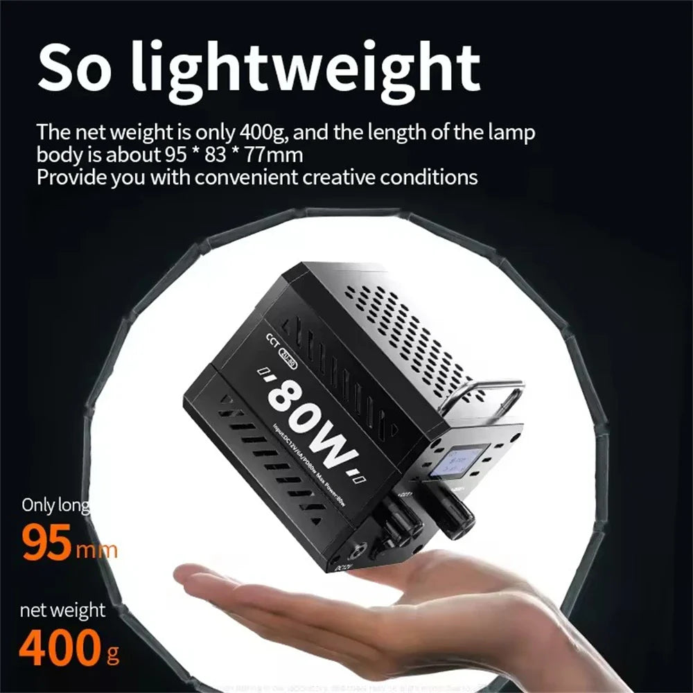 ZU80 COB Photo Studio Light Bi-Color 2500K-8500K LED Video Light CRI95+ TLCI97+ Photography Fill Lighting with Diffuser